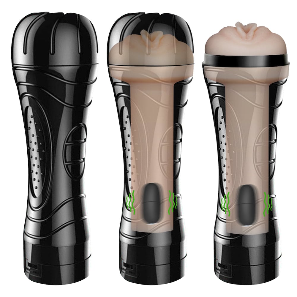 Masturbador Lanterna em ABS com Forma de Vagina em TPR, Vibração Multivelocidade e Função Gemido - Smart Vibration | 15 x 3,2 cm