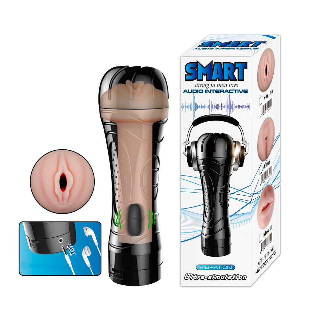 Masturbador Lanterna em ABS com Forma de Vagina em TPR, Vibração Multivelocidade e Função Gemido - Smart Vibration | 15 x 3,2 cm