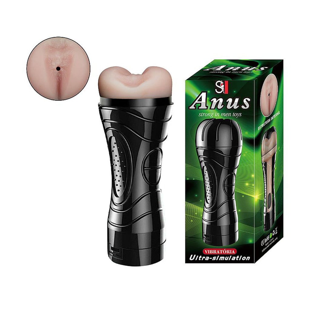 Masturbador Mini Lanterna em Cyberskin no formato de Ânus, Textura Interna com Vibrador - Sexy Import | 10,5 x 3 cm