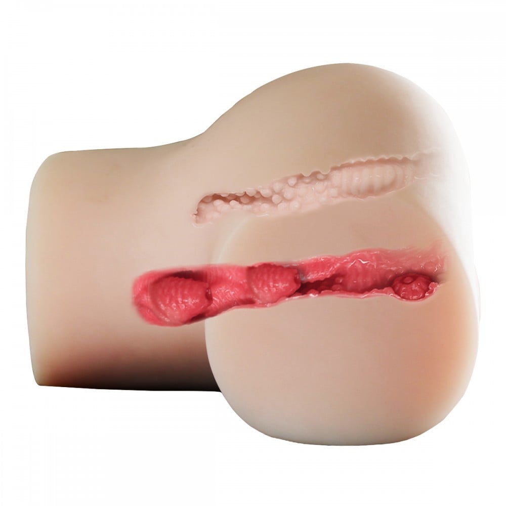 Masturbador Feito em TPR na Posição Frango Assado com 2 Úteros, Vagina e Ânus Penetráveis - Realistic Crazy Lion | 20 x 18 cm